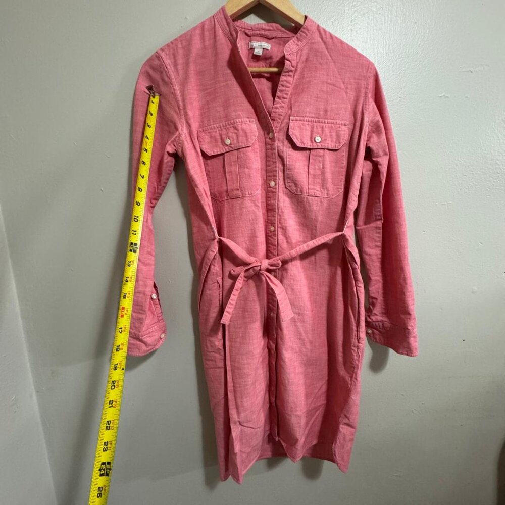 Gap WomensDress XS Shirt Button Up Long Sleeve Coral Red Chambray Relaxed Cotton - Picture 10 of 13
